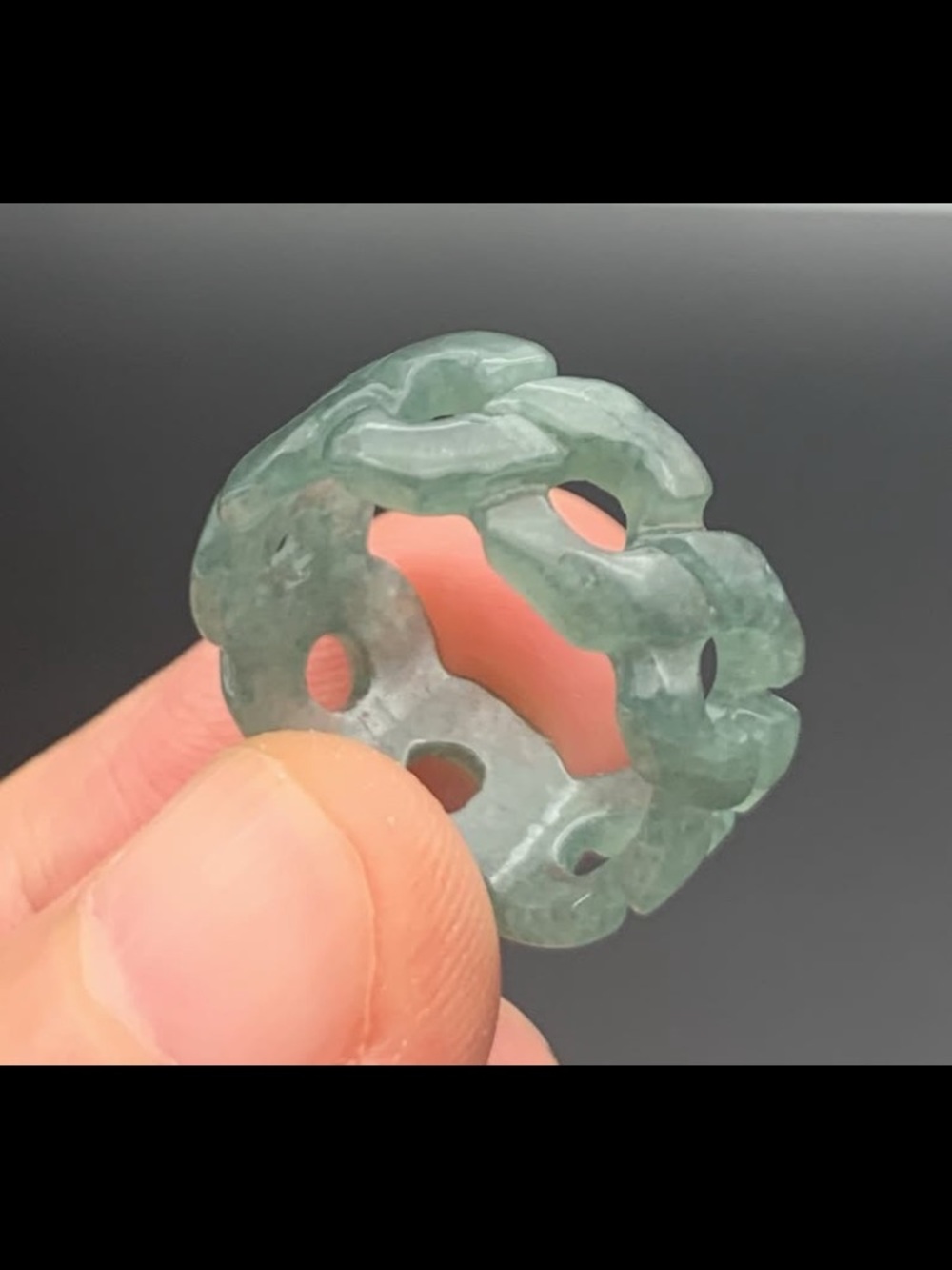 Green certificate jadeite jade jewelry good fortune ring knot knotted size5.25